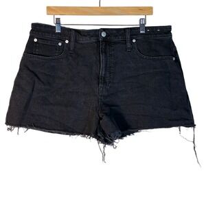 Madewell The Perfect Jean Short Faded Solid Denim Shorts Black Grunge Size 33